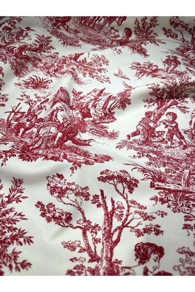 EDA HOME TEKSTİL Fransız Köylü Desen Duck Bezi Keten Kumaş 1 Metre (100X180 cm)