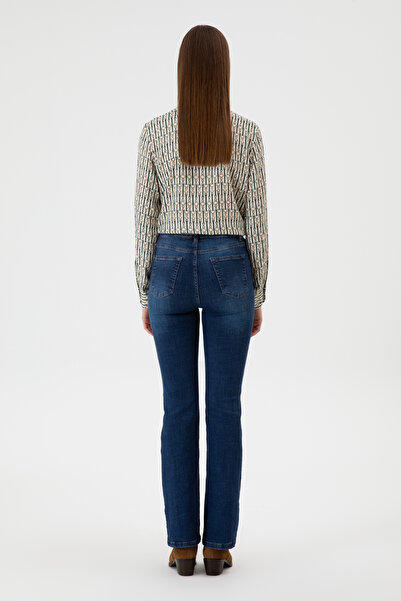 U.S. Polo Assn. Kadın Koyu Mavi Slim Flare Jean Pantolon 50308102-DN0023