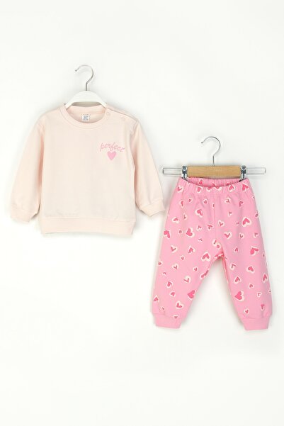 DMB BOYS & GIRLS Baby Girl Heart Set Long Sleeve Sweatshirt and Patterned Bot...