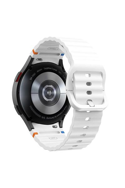 bbtech For Samsung Galaxy Watch 4 5 6 7 Fe Classic Orange Blue Wave Pattern Silicone Cord 40/42/43/44/46/47mm