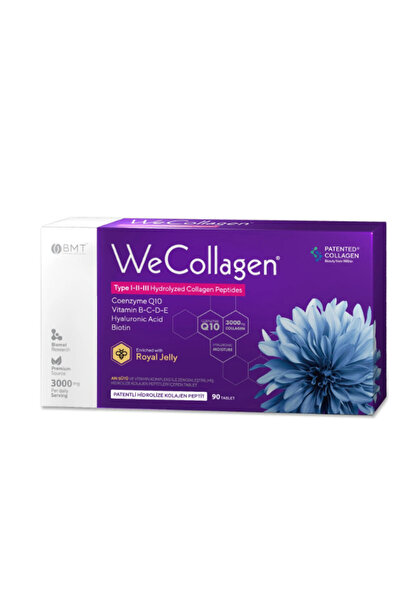 Biomet WeCollagen® 90 Tablet - 3000mg Kolajen Tip 1-2-3 Arı Sütü Biotin %100 Saf Ve Doğal Diyet Takviyesi