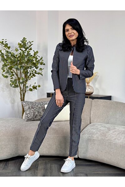 RAMONA BADESCU EXCLUSIVE Costum Două Piese cu Dungi și Croi Slim