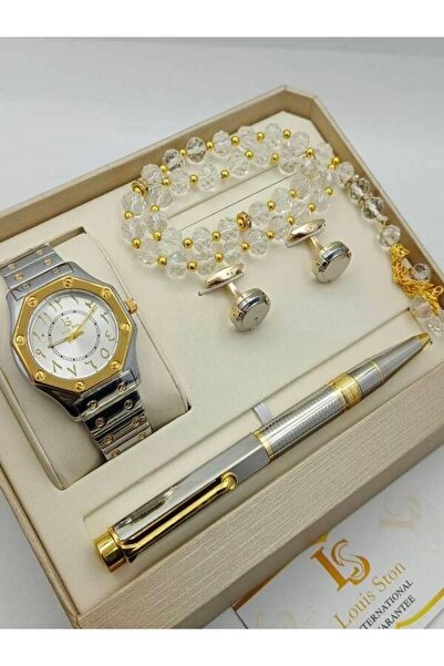 Generic Men's waterproof watch set with box, pen, rosary and luxury box