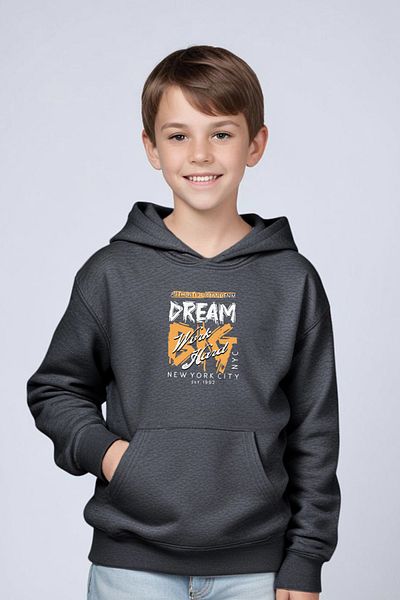 YA KO KİDS Hooded Collar Pocket Printed Boy's Sweatshirt