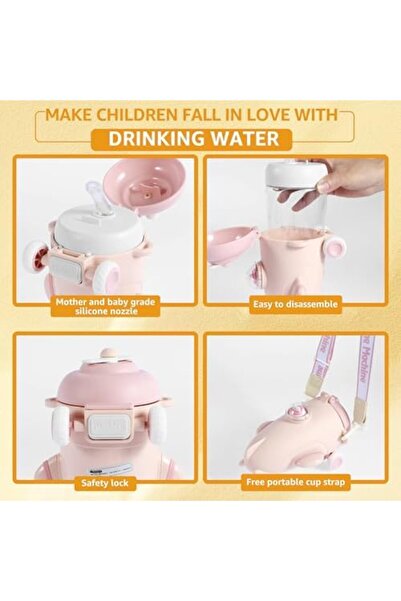 Twisoo Kids Drinking Bottle - Plane Shape, 500ml, Cute Reusable Kids Water Bottle with Straw, Leak-R