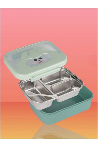 Benittokids Relaxion Three-Compartment, Stainless Steel, Food Storage and Transport Container/Box Bnt461