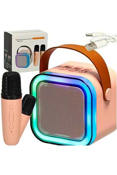 Luka Karaoke Set with 2 Microphones and Portable Speaker Luka, Pink, 6W