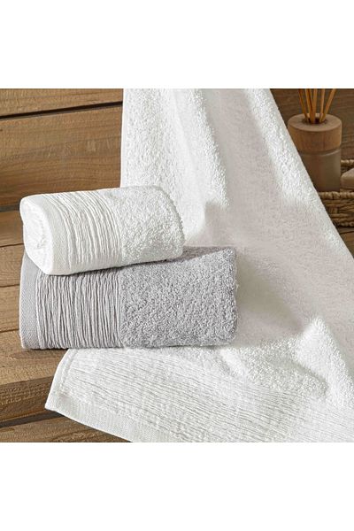 Taç Lume 6-Piece Cotton Towel Set White Gray
