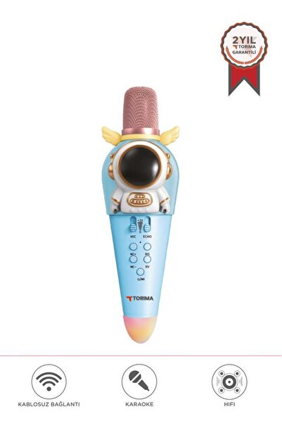 Torima KIDMIC01 Mavi Astronot Figürlü Şarjlı BT Karaoke Mikrofon ve Hoparlör ...