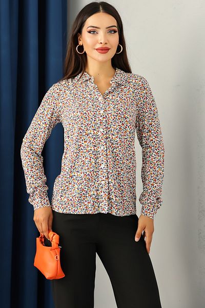 Kübra Tekstil Lupinn Fashion Women S Floral Print Long Sleeve Shirt – Relaxed Fit, Lightweight and Breathable Fabric