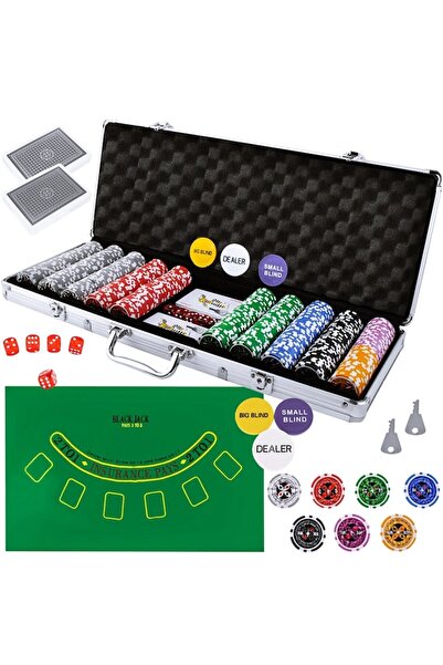 ARTEMİS Poker Set Artemis, 500 Chips, 2 Decks of Cards, 5 Dice, Aluminum Case, 56.5x7x22cm, Green