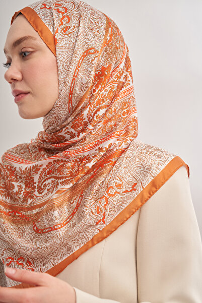 ARMANDA Imported Vual Nuit Pattern Shawl - Orange