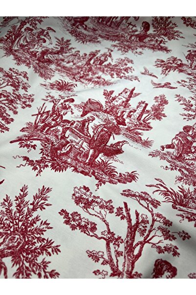 EDA HOME TEKSTİL Fransız Köylü Desen Duck Bezi Keten Kumaş 1 Metre (100X180 cm)