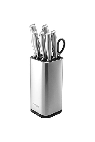 SOHO 7-Piece Stainless Steel Knife Set and Holder, Silver