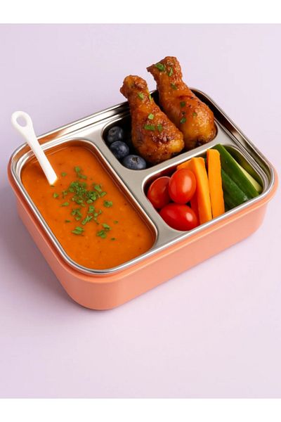Benittokids Relaxion Three-Compartment, Stainless Steel, Food Storage and Transport Container/Box Bnt461