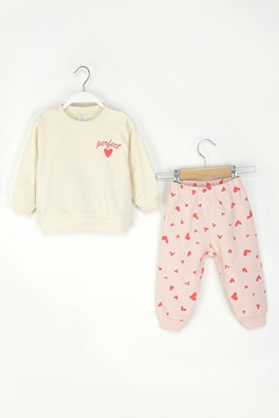 DMB BOYS & GIRLS Baby Girl Heart Set Long Sleeve Sweatshirt and Patterned Bot...
