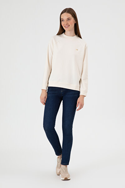 U.S. Polo Assn. Kadın Krem Regular Bisiklet Yaka Basic Sweatshırt 50313610-VR071