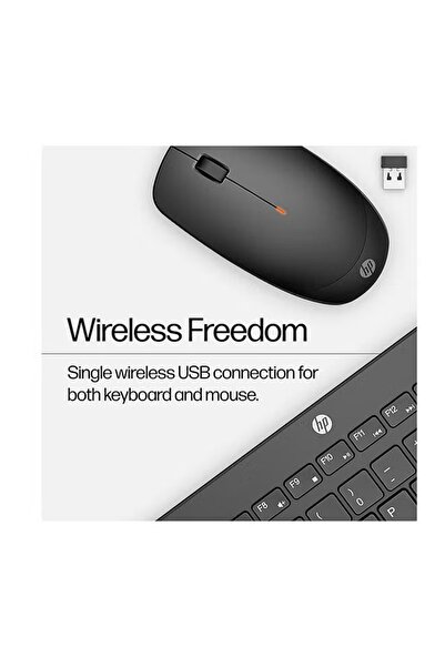 HP مجموعة لوحة المفاتيح والماوس اللاسلكية 230 - 1600 نقطة في البوصة، تخطيط إنجليزي - أسود
