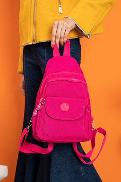 NEMO BAGS Fuchsia Backpack, Crinkle Fabric, Single Handle Adjustable Body Bag and Chest Bag, 30X20Cm