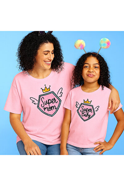 SVART WEAR Set de tricouri combinat pentru copii Super Mom Baby Anne Kız Çocu...