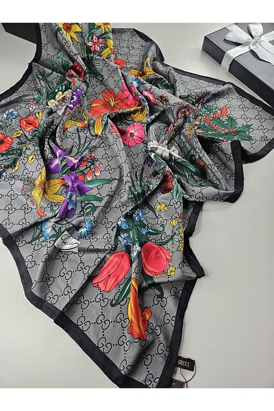 Webinay Home G Theme Flower Pattern Voile Silk Scarf New Season Scarf Hijab