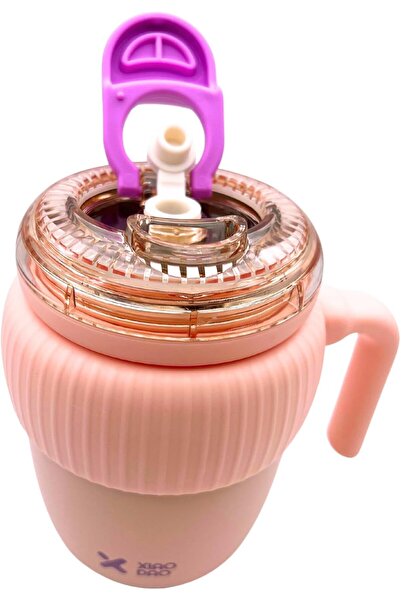 Twisoo Super Cute Pink Coffee Water Cup for Office or Home Vacuum Insulated Stainless Steel with Han