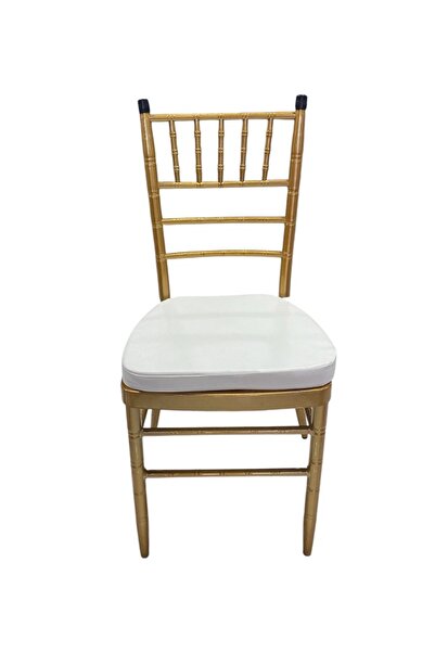 rexa كراسي كيافاري تيفاني ذهبية اللون مع وسائد بيضاء مبطنة - مقاعد أنيقة لحفل...