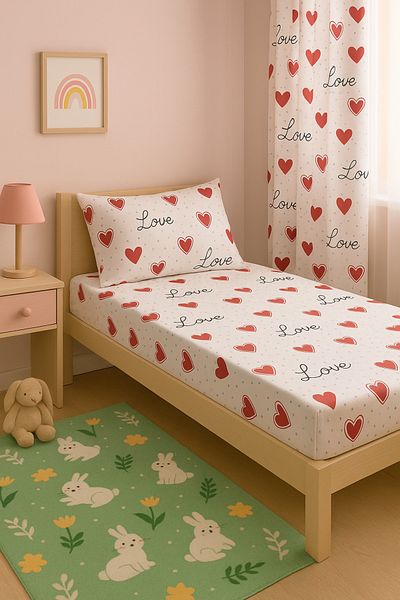 sehra Single Cotton Fitted Sheet + 1 Pillowcase Set Quality Durable Children's Pattern Set