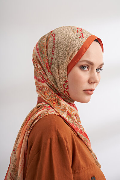 ARMANDA Imported Voile Nuit Pattern Scarf 04463-Camel Orange