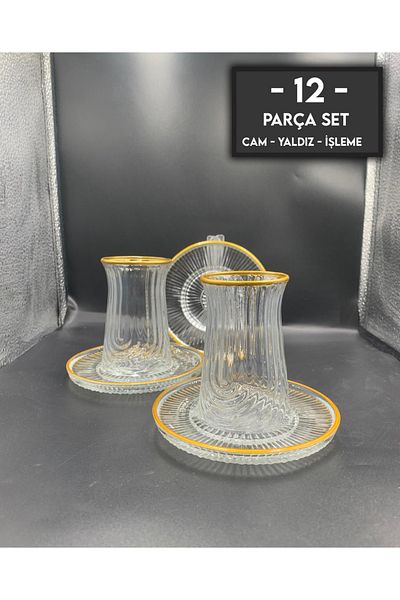 gkzglass home dekor New Year Elysia Mlnc Gilded 12-Piece Luxury Tea Set New Product