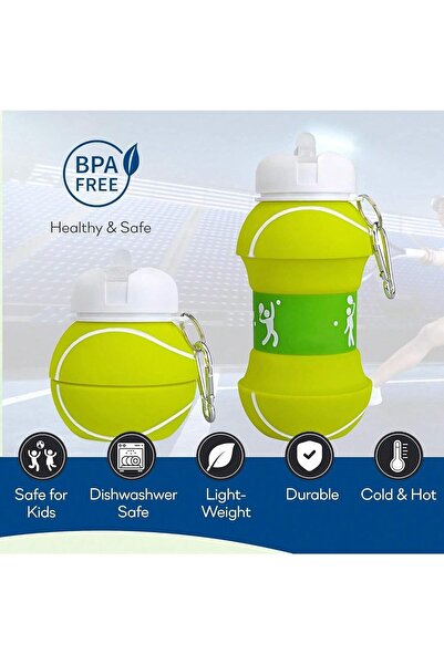 Twisoo Collapsible Silicone Basketball Design Water Bottle, Kids Sports Ball Shaped Drinking Cup Fol