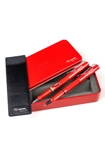 Lamy 2'li Safari Kırmızı Dolma&Roller Kalem Atatürk İmzalı Kırmızı Metal Kutu...