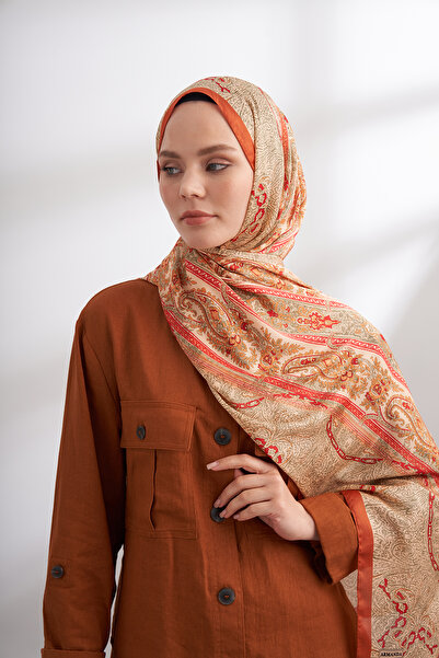 ARMANDA Imported Voile Nuit Pattern Scarf 04463-Camel Orange