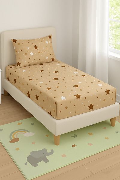 sehra Single Cotton Fitted Sheet + 1 Pillowcase Set Quality Durable Children's Pattern Set