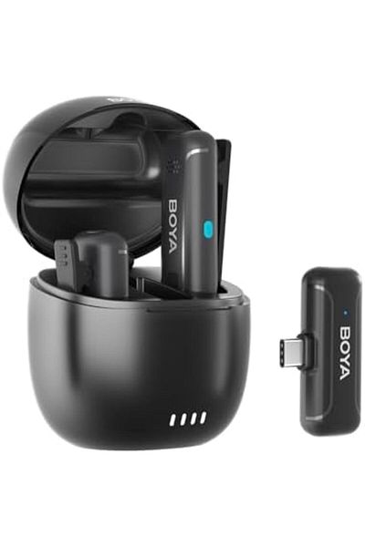 BOYA Wireless Lavalier Microphone BY-WM3T-U2, Dual-Channel HD Recording, USB-C Interface, Black