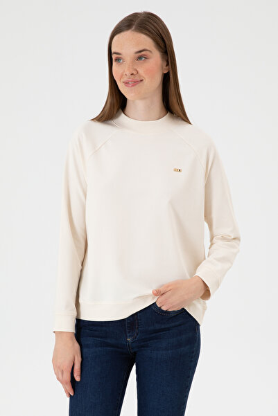 U.S. Polo Assn. Kadın Krem Regular Bisiklet Yaka Basic Sweatshırt 50313610-VR071