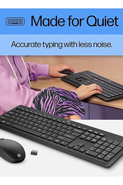 HP مجموعة لوحة المفاتيح والماوس اللاسلكية 230 - 1600 نقطة في البوصة، تخطيط إنجليزي - أسود