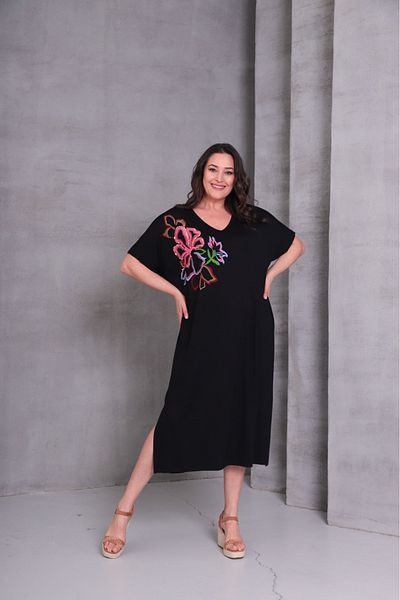 Esina Viscose Oversize Dress Embroidered