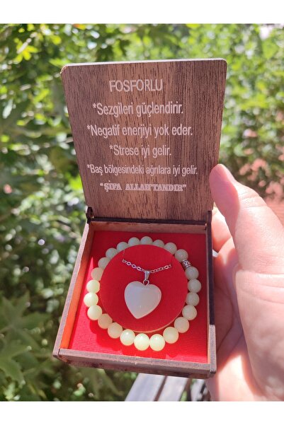 KapadokyaButik Color Changing Phosphorus Pendant Bracelet Set