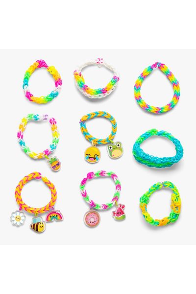 TOYFEST Rainbow Loom Mega Mighty Set 2400 Rubber Bands, 8 Charms, Mega Loom, Bracelet Making Kit
