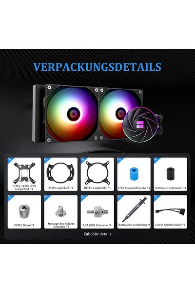 ThermalRight Aqua Elite 240 ARGB Liquid CPU Cooler, 240 Cooling Rows, 2 x 120mm PWM Fans, S-FDB Bear