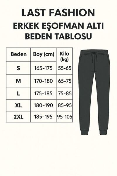 Last fashion Siyah Erkek Rahat Kalıp Eşofman Altı