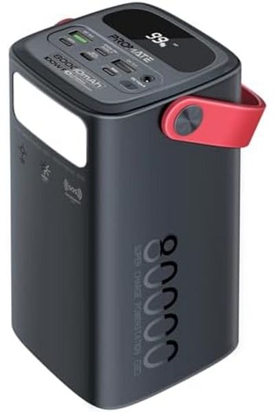 Promate 80,000mAh Portable Power Station with 100W USB-C PD, 4 Device Charging, Lightning & Solar In