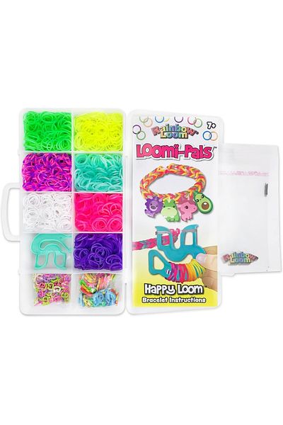TOYFEST Rainbow Loom 2100 Rubber Bracelet Making Set with 60 Mini Figures