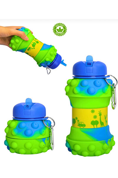 MİMOZA PARK 100% Silicone Pop-Up Water Bottle and Flask for Children Adult Sports Water Bottle 550 ml Pop-Up