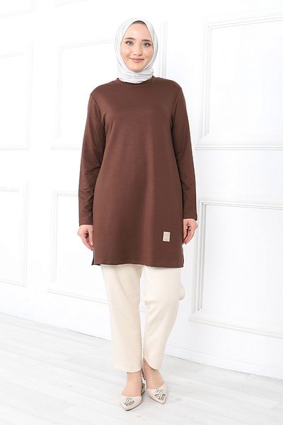 Linvey Crystal Crew Neck Embroidered Long Tunic