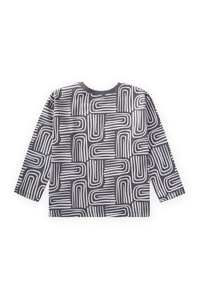 Cigit Long Sleeve Patterned T-Shirt 3-12 Years Anthracite