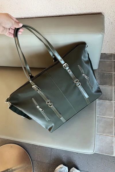 LEONAS Multi-Eye Cross Strap Waterproof Fabric Women's Hand and Shoulder Bag Lony St0007 Khaki