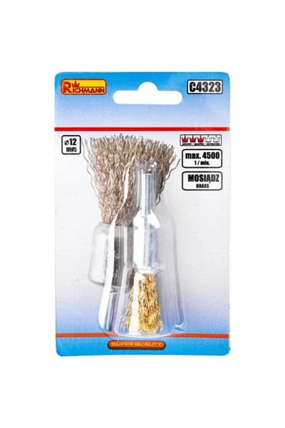 richmann Brass Wire Brush, Cup Type, with Rod, 12 mm,