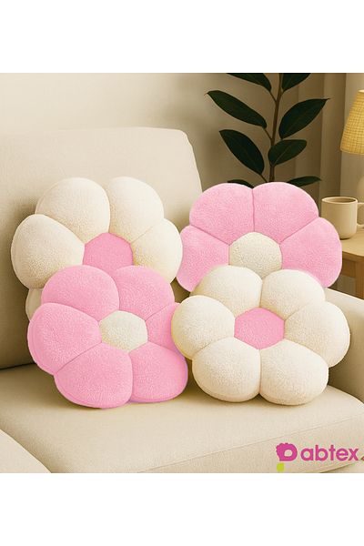 Pabtex Set of 4 Plush Flower Pillows – Soft and Decorative Design